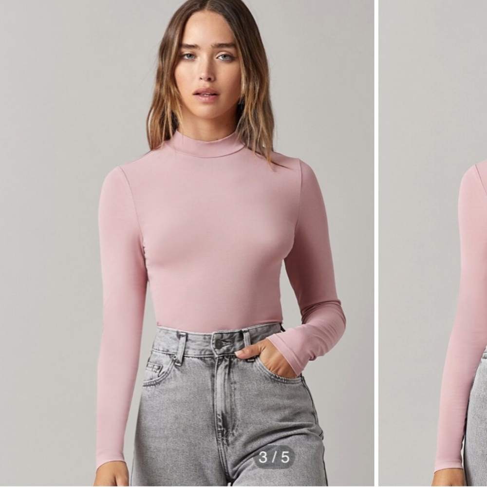 Pink Shein Mock Turtleneck